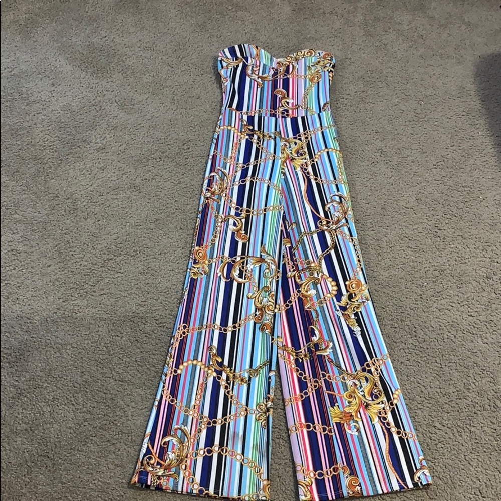 Colorful strapless jumpsuit